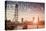 London, England - London Eye and Bridge-Lantern Press-Stretched Canvas