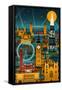 London, England - Retro Skyline (no text)-Lantern Press-Framed Stretched Canvas