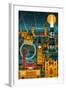 London, England - Retro Skyline (no text)-Lantern Press-Framed Art Print