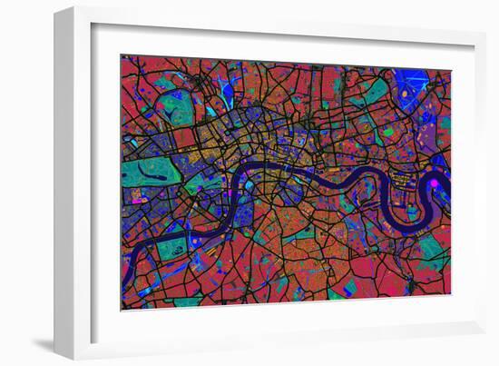 London England Street Map-Michael Tompsett-Framed Art Print