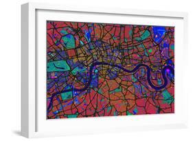 London England Street Map-Michael Tompsett-Framed Art Print