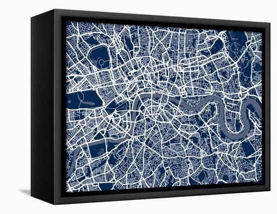 London England Street Map-Michael Tompsett-Framed Stretched Canvas