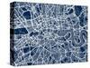 London England Street Map-Michael Tompsett-Stretched Canvas