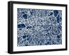 London England Street Map-Michael Tompsett-Framed Art Print