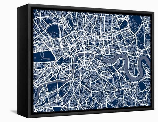 London England Street Map-Michael Tompsett-Framed Stretched Canvas