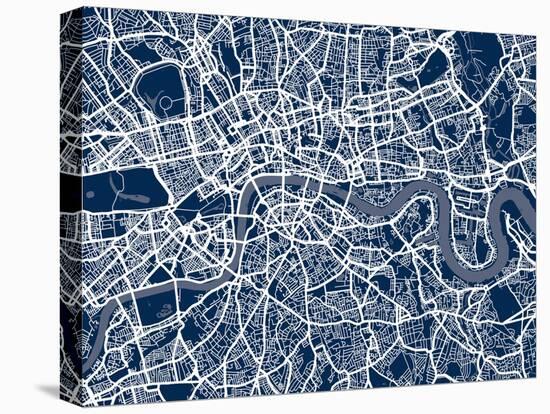 London England Street Map-Michael Tompsett-Stretched Canvas