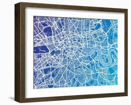 London England Street Map-Michael Tompsett-Framed Art Print