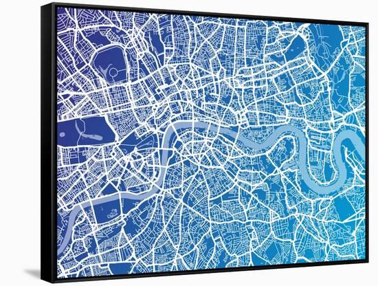 London England Street Map-Michael Tompsett-Framed Stretched Canvas