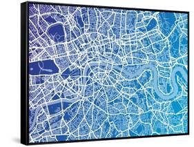 London England Street Map-Michael Tompsett-Framed Stretched Canvas