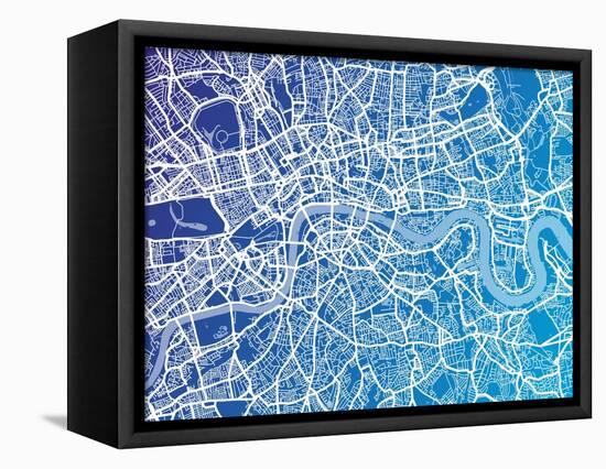 London England Street Map-Michael Tompsett-Framed Stretched Canvas