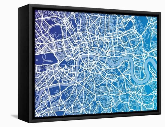 London England Street Map-Michael Tompsett-Framed Stretched Canvas