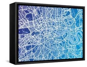 London England Street Map-Michael Tompsett-Framed Stretched Canvas