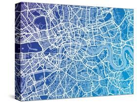 London England Street Map-Michael Tompsett-Stretched Canvas