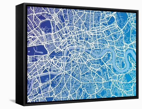 London England Street Map-Michael Tompsett-Framed Stretched Canvas