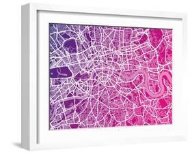 London England Street Map-Michael Tompsett-Framed Art Print