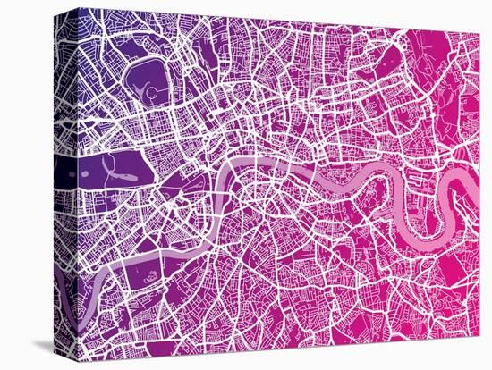 London England Street Map-Michael Tompsett-Stretched Canvas