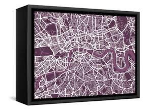 London England Street Map-Michael Tompsett-Framed Stretched Canvas