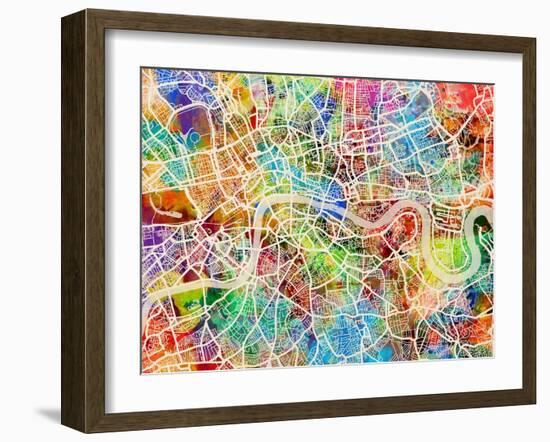 London England Street Map-Michael Tompsett-Framed Art Print