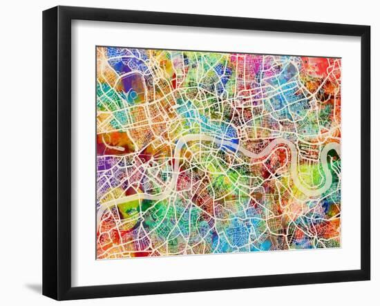 London England Street Map-Michael Tompsett-Framed Art Print