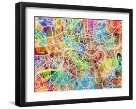 London England Street Map-Michael Tompsett-Framed Art Print