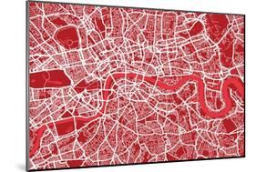 London England Street Map-Michael Tompsett-Mounted Premium Giclee Print