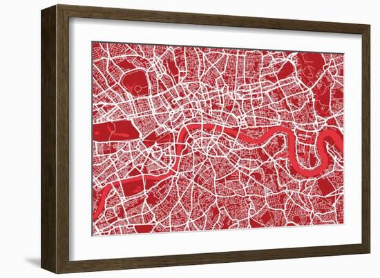 London England Street Map-Michael Tompsett-Framed Art Print