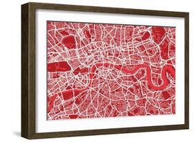 London England Street Map-Michael Tompsett-Framed Art Print