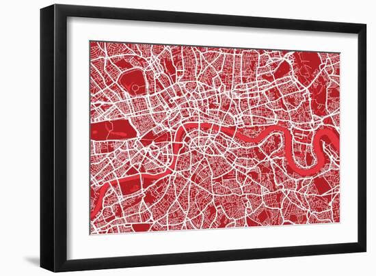 London England Street Map-Michael Tompsett-Framed Art Print