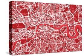 London England Street Map-Michael Tompsett-Stretched Canvas