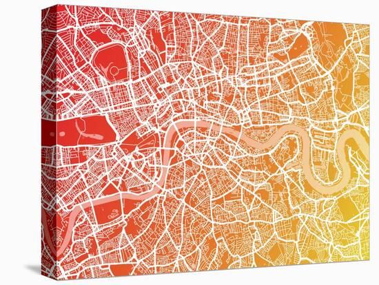 London England Street Map-Michael Tompsett-Stretched Canvas