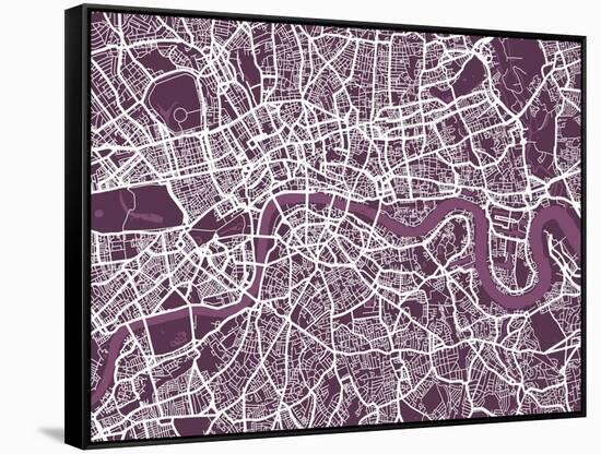 London England Street Map-Michael Tompsett-Framed Stretched Canvas