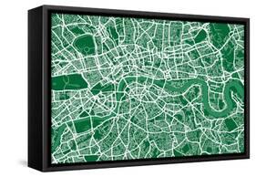 London England Street Map-Michael Tompsett-Framed Stretched Canvas