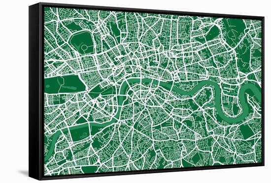 London England Street Map-Michael Tompsett-Framed Stretched Canvas