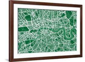 London England Street Map-Michael Tompsett-Framed Art Print