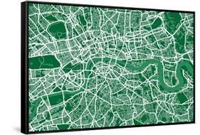 London England Street Map-Michael Tompsett-Framed Stretched Canvas