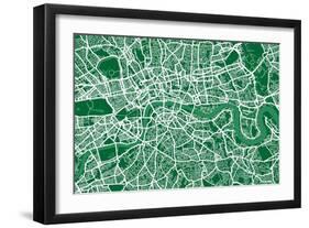 London England Street Map-Michael Tompsett-Framed Art Print