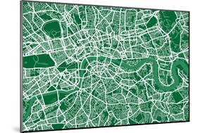 London England Street Map-Michael Tompsett-Mounted Art Print