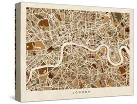 London England Street Map-Michael Tompsett-Stretched Canvas