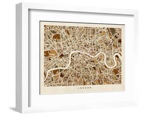 London England Street Map-Michael Tompsett-Framed Art Print