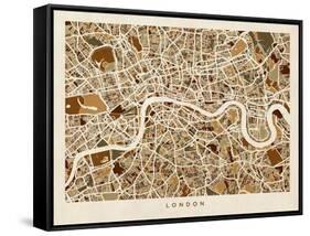 London England Street Map-Michael Tompsett-Framed Stretched Canvas