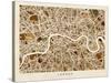 London England Street Map-Michael Tompsett-Stretched Canvas