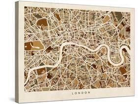 London England Street Map-Michael Tompsett-Stretched Canvas