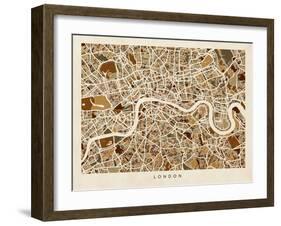 London England Street Map-Michael Tompsett-Framed Art Print