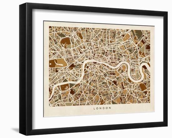 London England Street Map-Michael Tompsett-Framed Art Print