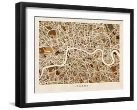 London England Street Map-Michael Tompsett-Framed Art Print