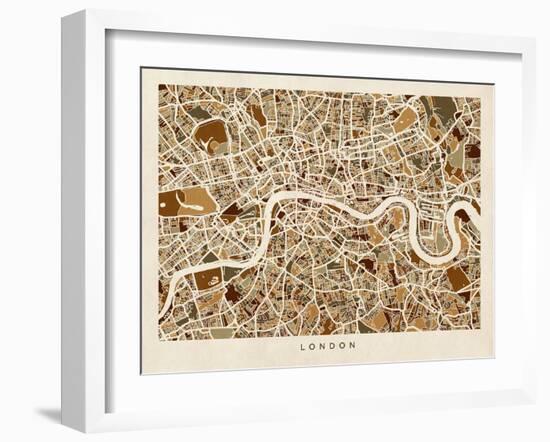 London England Street Map-Michael Tompsett-Framed Art Print