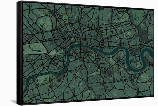 London England Street Map-Michael Tompsett-Framed Stretched Canvas