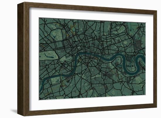 London England Street Map-Michael Tompsett-Framed Premium Giclee Print