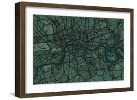 London England Street Map-Michael Tompsett-Framed Premium Giclee Print