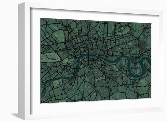 London England Street Map-Michael Tompsett-Framed Premium Giclee Print